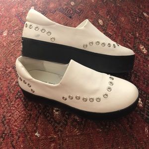 Opening ceremony studded leather slip on shoes
